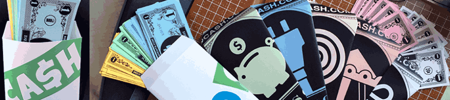 KidCash envelopes, folded and stacked