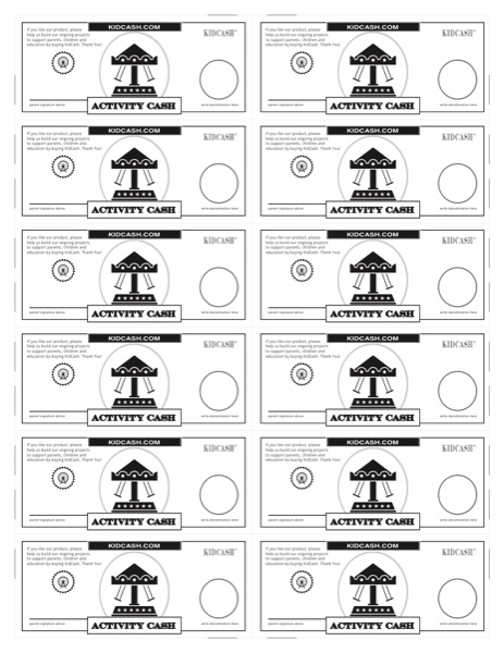 Activity Cash printable sheet