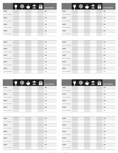 Bank books printable sheet