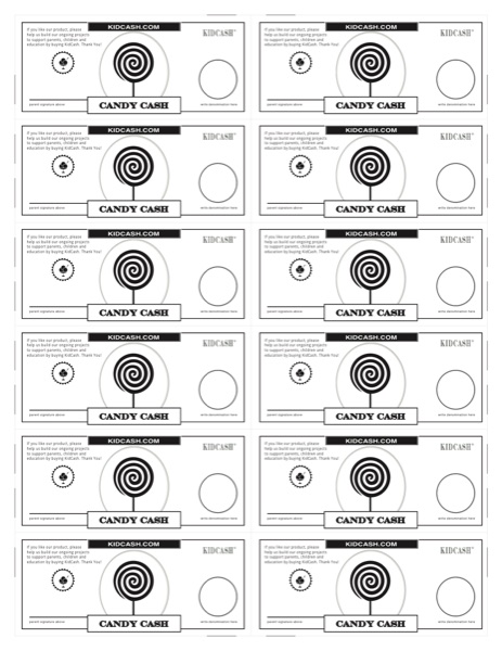Candy Cash printable sheet