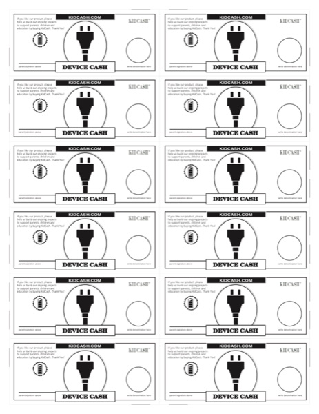 Device Cash printable sheet