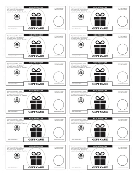 Gift Cash printable sheet