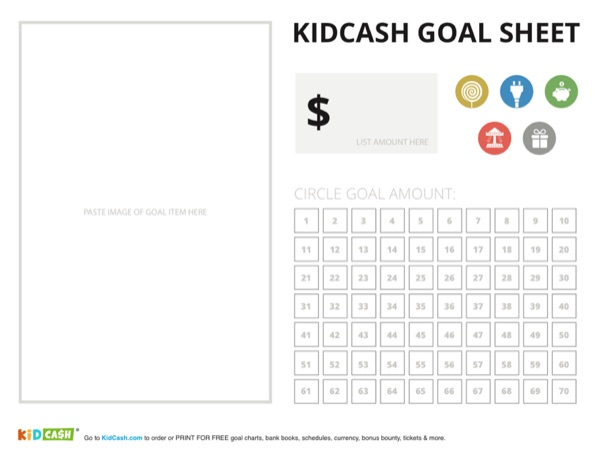 Saving goal sheets printable sheet