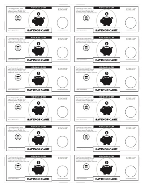Savings Cash printable sheet